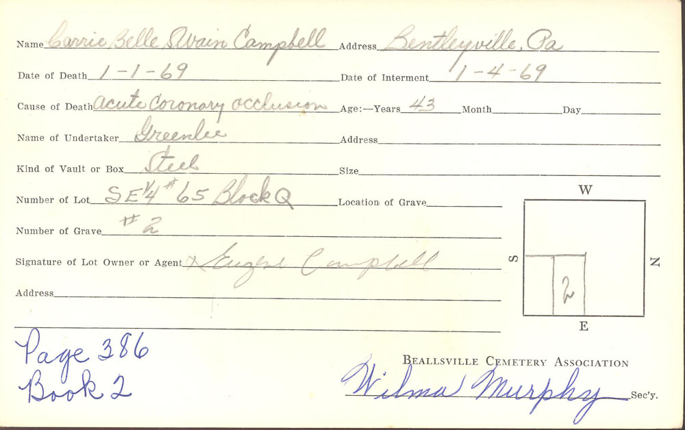 burial card